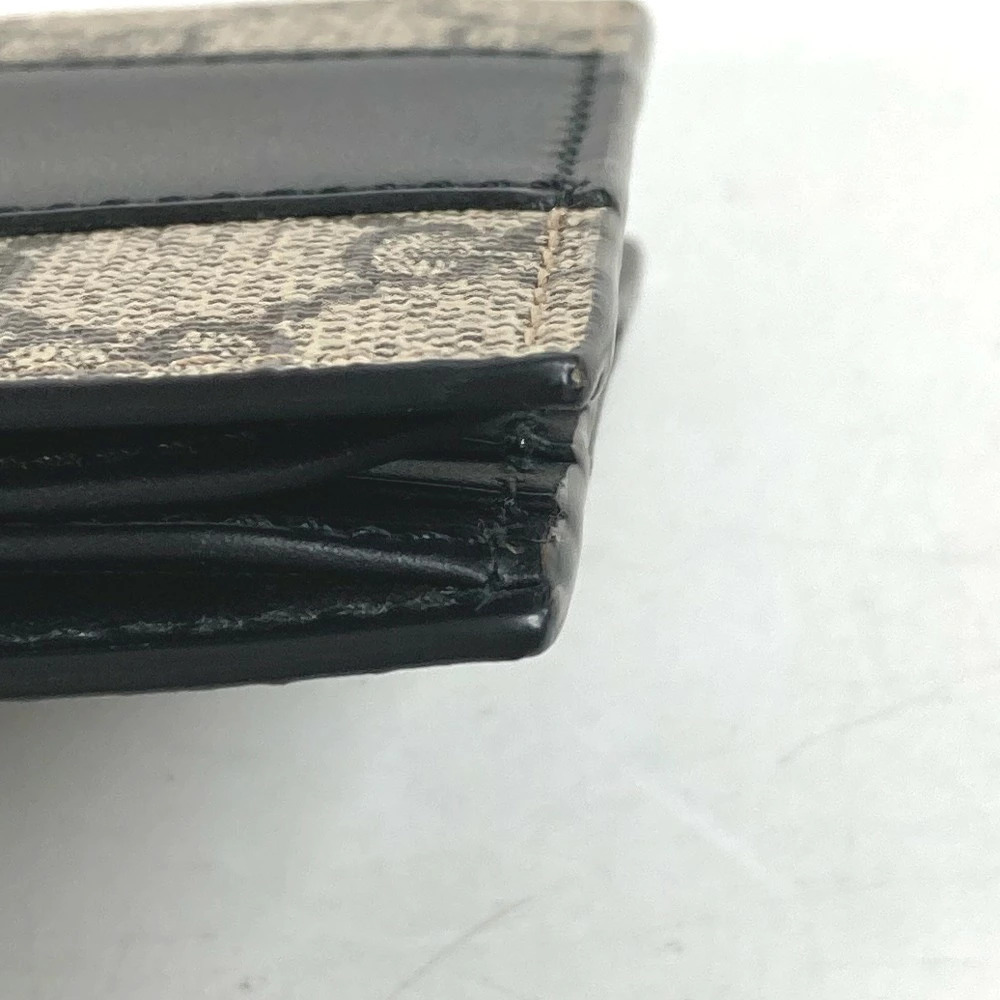 GUCCI GG Supreme Eden Billfold Compact Wallet Bi fold Canvas Black Beige - Picture 7 of 8